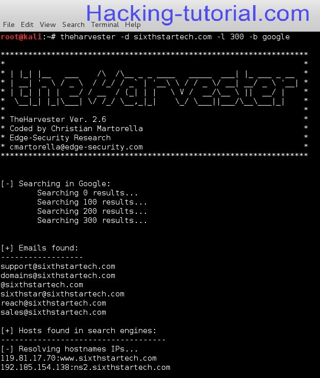 Pengumpulan Informasi menggunakan theHarvester di Kali Linux